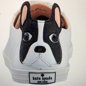 Kate spade boston terrier leather sneakers white NWOT
